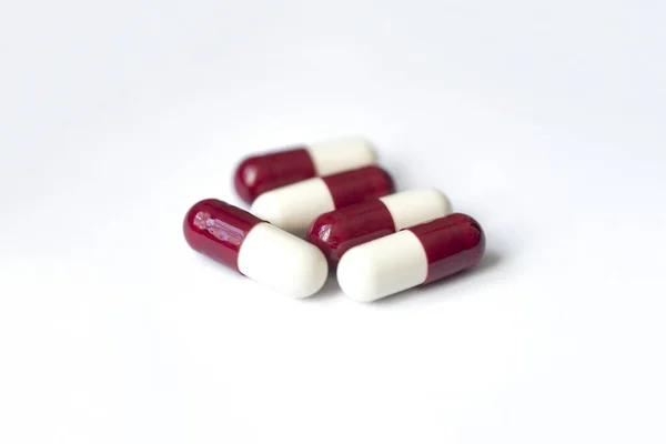 Tedavi Için Ilaç Reçetesi Laç Eczane Teması Kırmızı Beyaz Ilaç — Stok fotoğraf