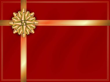 Altın yay üzerinde kırmızı arka plan şablonu ile altın şerit