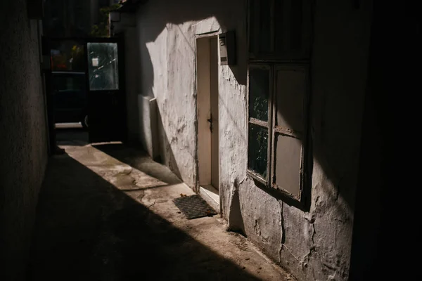 house on narow street of old town