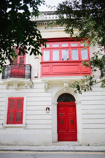architecture of old town with red details