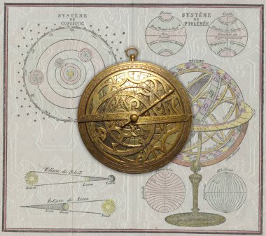 Medievel Astrolabe and Armillary Sphere background clipart