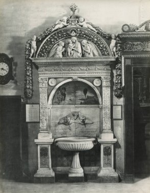 Vintage Photo 1880-1930 Giovanni della Robbia, washbasin, 1498. Florence Italy , Santa Maria Novella, sacristy  clipart