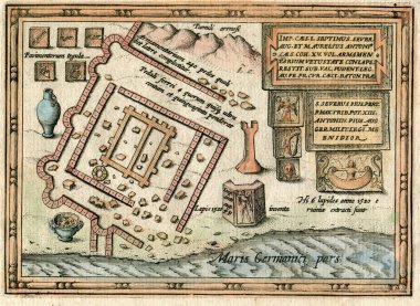 Antika Sanat Antik Roma Kalesi ve Lugdunum Batavorum kasaba 1618