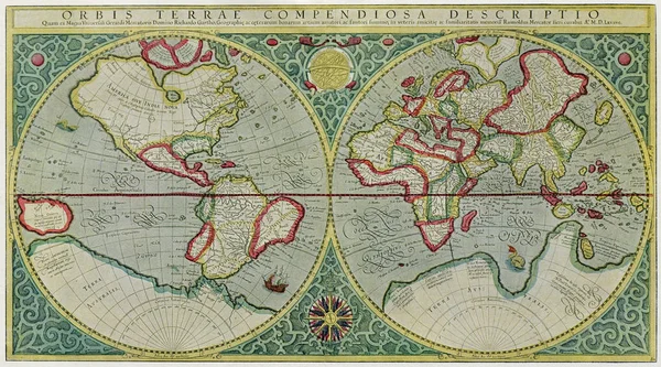 Antique Map of The  World - Gerhard Mercator 1587 — Stock Photo, Image