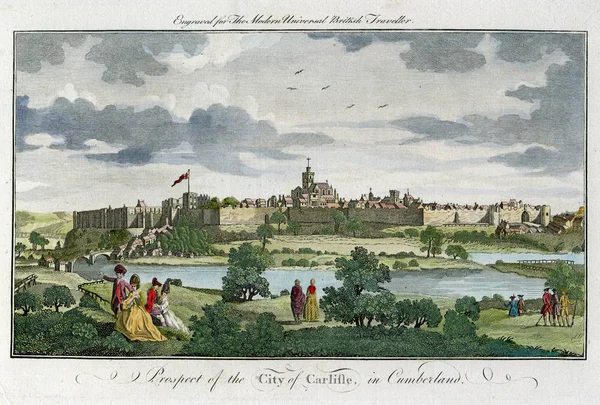 Vue Vintage de Carlisle City, Angleterre 1780 — Photo