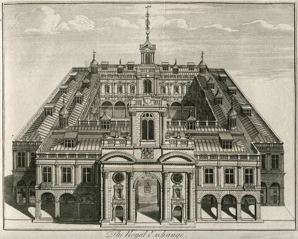 Vintage de Royal Exchange van Londen, 1669 — Stockfoto