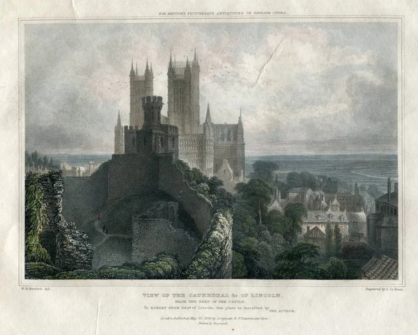 Arte vintage: Lincoln Cathedral Regno Unito 1829 — Foto Stock