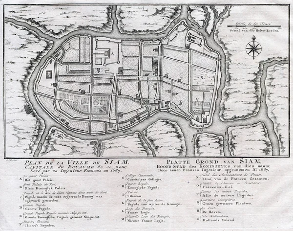 Antika Plan Ayutthaya Siam Tayland - 1750 — Stok fotoğraf