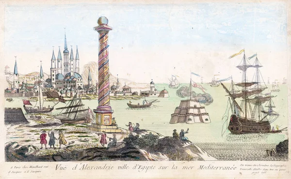 Vintage vy av Alexandria Egypten - Röda havet port 1770 — Stockfoto