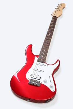 Beyaz arka plan üzerinde izole kırmızı elektro gitar