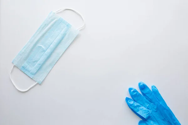 Rękawice Medyczne Maska Chirurgiczna Białym Tle Concept Pandemic Covid Coronavirus — Zdjęcie stockowe
