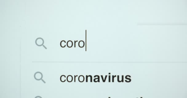 Covid 19 tela de pesquisa de computador web typing navegador animação covid 19 computador tela de pesquisa navegador de tela da web digitação — Vídeo de Stock