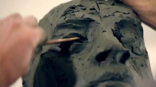 Sculpteur travaille à la création d'un monument — Video