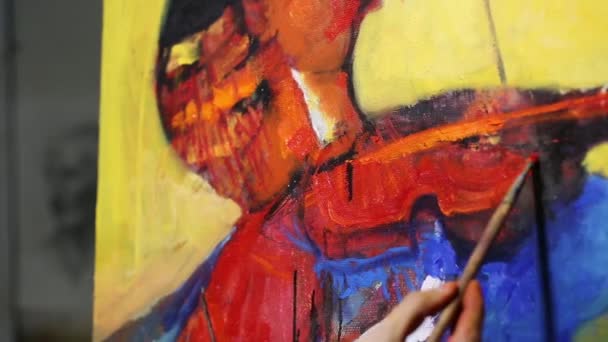 Artista pittura ad olio su tela — Video Stock