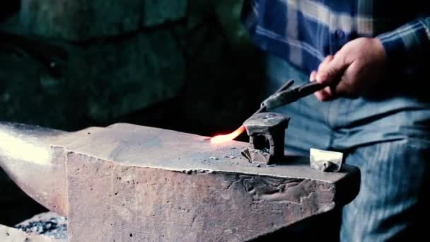 Blacksmith work with metal — Stock Video