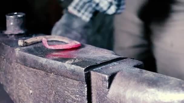 Blacksmith work with metal — Stock Video