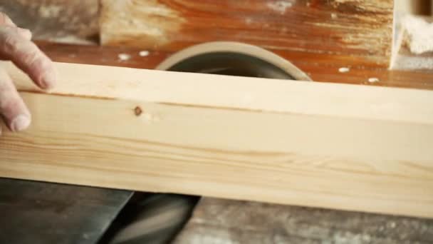 Profesión, personas, carpintería, carpintería y concepto de personas - carpintero que trabaja en el taller — Vídeo de stock