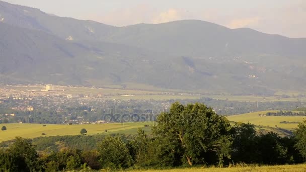 Landskap med arten av Kaukasus. Sommaren natur. Träd växer på en terräng. Azerbajdzjan landskap — Stockvideo