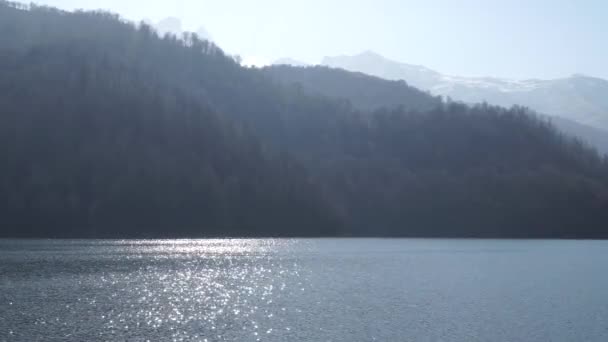 Lake Goygol  Azerbaijan  forest water and sky in landscape video — Stock Video
