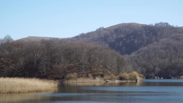 Lago Goygol Azerbaijão floresta água e céu em vídeo paisagem — Vídeo de Stock