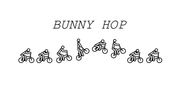 Strichmännchen Vektor Bunny Hop Bmx — Stockvektor