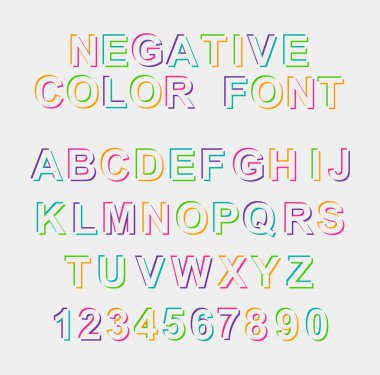 Renkli negatif vektör yazı tipi
