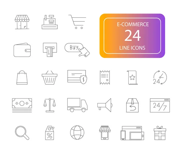 Line Icons Set Commerce Pack Vector Illustration — Stock Vector