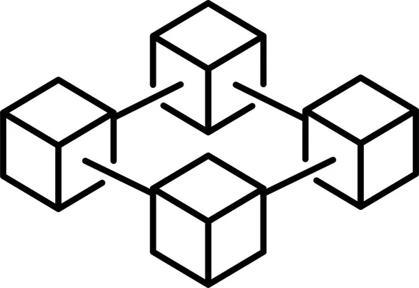 Blockchain Vettore Linea Nera Icona Logo Elemento — Vettoriale Stock