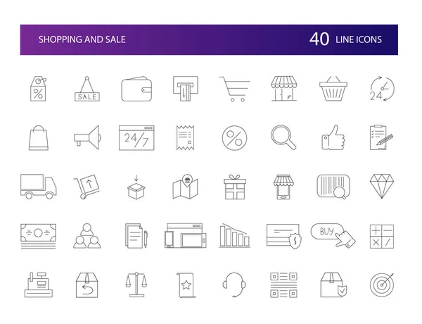 行のアイコンを設定します ショッピング ベクトル図 — ストックベクタ