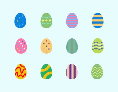 Paskalya Icon set yumurta. Vektör çizim