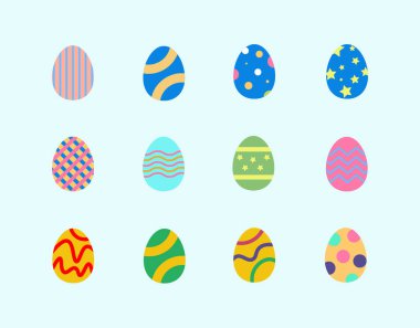 Paskalya Icon set yumurta. Vektör çizim