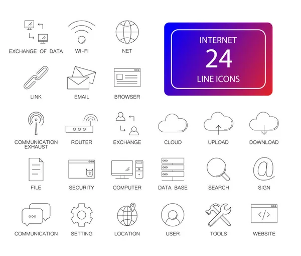 Icônes Ligne Réglées Pack Internet Illustration Vectorielle — Image vectorielle