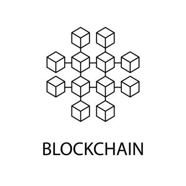Blockchain vektör simge veya tasarım öğesinde anahat stili