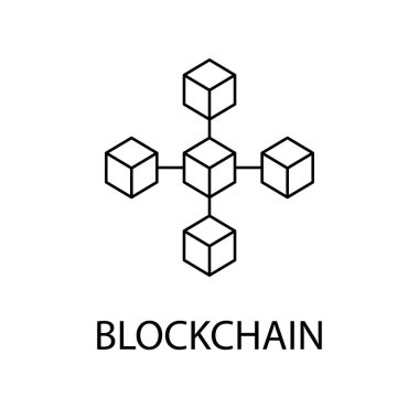 Blockchain vektör simge veya tasarım öğesinde anahat stili