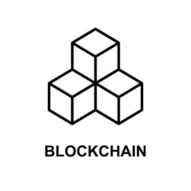 Blockchain vektör simge veya tasarım öğesinde anahat stili