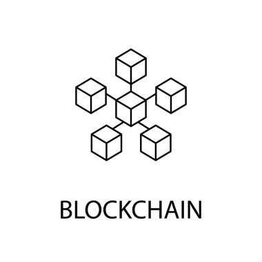 Blockchain vektör simge veya tasarım öğesinde anahat stili