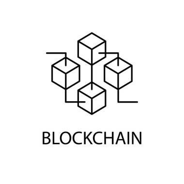 Blockchain vektör simge veya tasarım öğesinde anahat stili