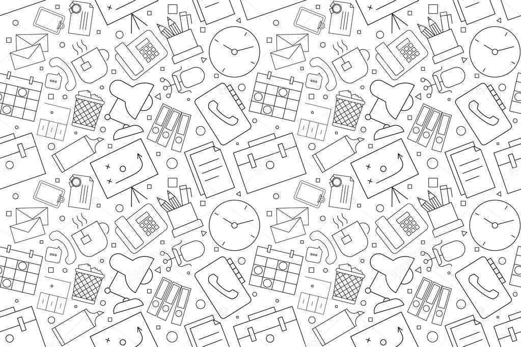 Vector workplace pattern. Workplace seamless background