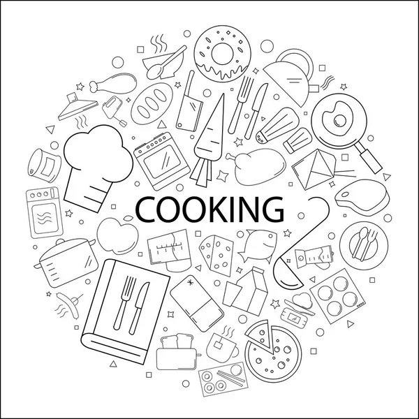 Vector Cooking Pattern Word Cooking Background — Stock Vector