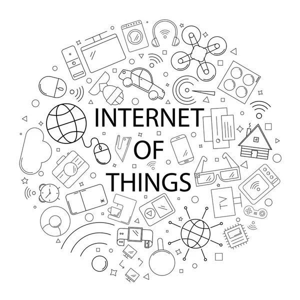 Internet Vectoriel Pense Modèle Avec Mot Contexte Internet Des Objets — Image vectorielle