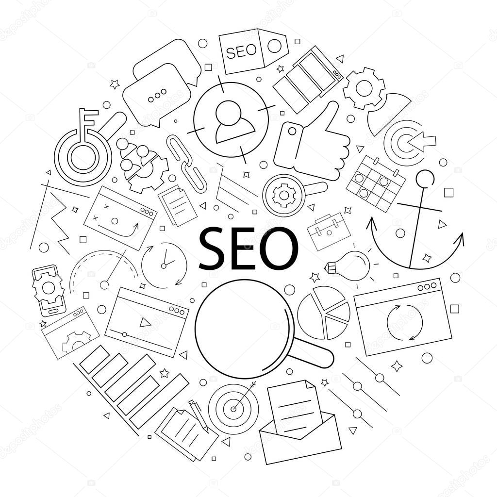 Vector seo pattern with word. Seo background