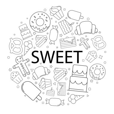 Word ile vektör tatlı desen. Tatlı arka plan