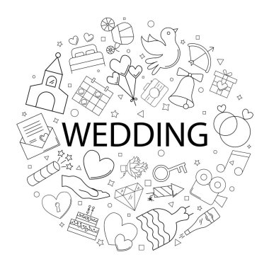 Word ile vektör düğün desen. Düğün arka plan