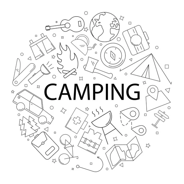 Vector Camping Pattern Word Camping Background — Stock Vector