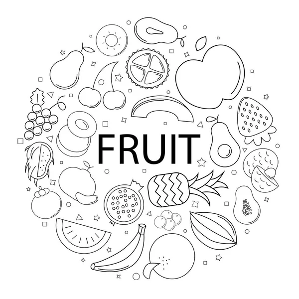 Vector Fruit Pattern Word Fruit Background — Stock Vector