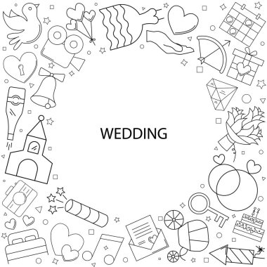 Düğün kökenli satırı simgesi. Doğrusal vektör desen.