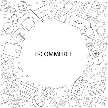 E-ticaret kökenli satırı simgesi. Doğrusal vektör desen.