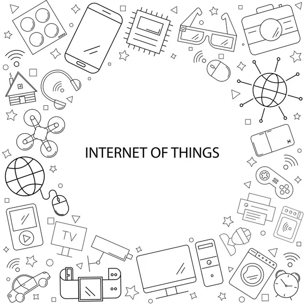 Internet Des Objets Arrière Plan Icône Ligne Modèle Vectoriel Linéaire — Image vectorielle