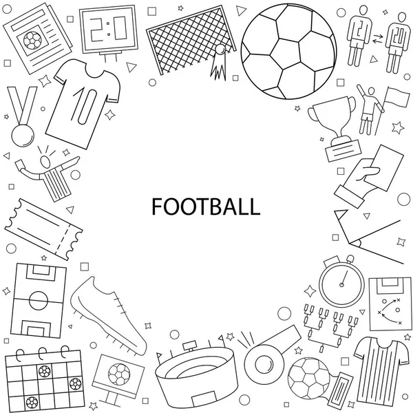 Fond Football Icône Ligne Modèle Vectoriel Linéaire — Image vectorielle