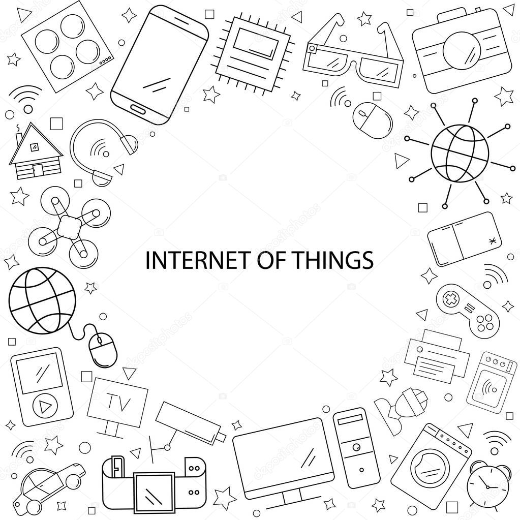 Internet of things background from line icon. Linear vector pattern.